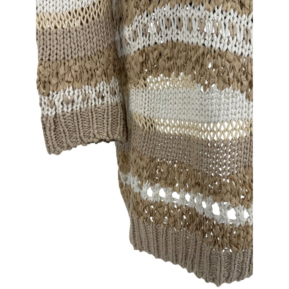 Vintage Y2K Victoria’s Secret Tan Coastal Grandmother Boho Crochet Knit Cardigan - Picture 13 of 16
